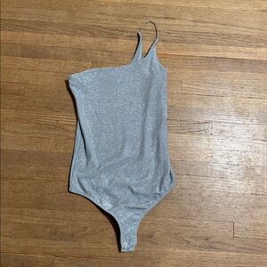 Express Metallic Silver Bodysuit